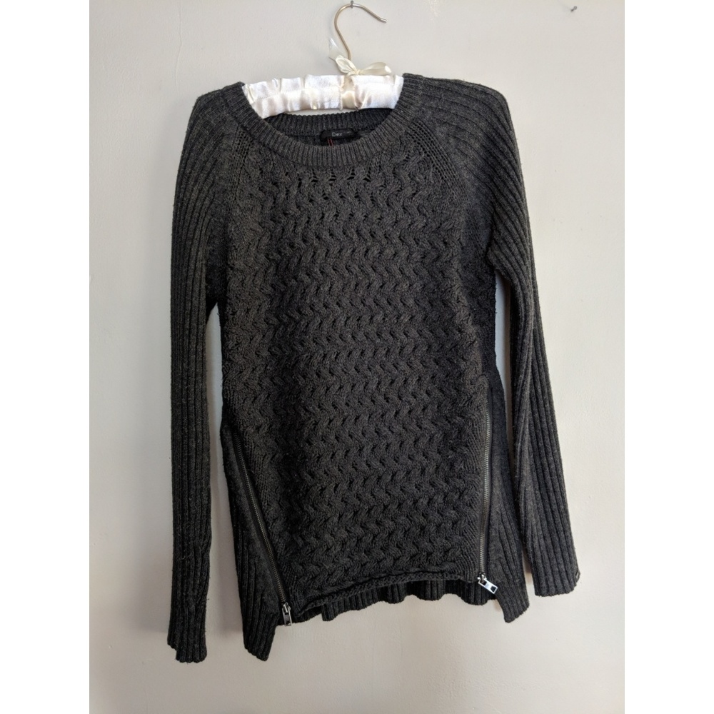 Charcoal Grey Sweater with Side Zippers